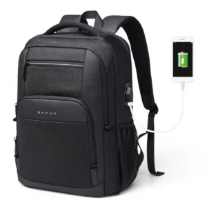 Bange 15 6インチ pc アーバン バックパック USBポートに接続したスマートフォンを充電している、黒の多機能ビジネスリュック