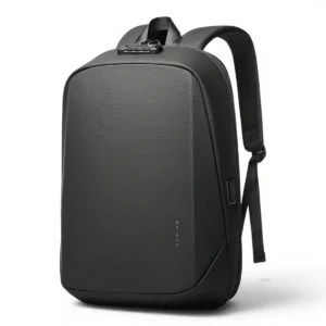 防水ハードシェル ビジネスリュック ブラック 20L 防犯用ダイヤルロックと充電用USBポートを備えたスタイリッシュな黒の防水ビジネスリュック